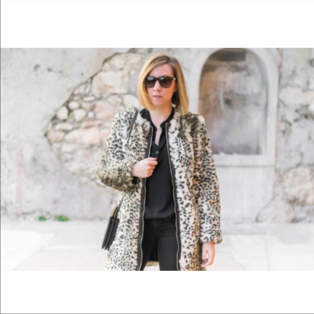 New Zara Basic Women’s Leopard Print Coat Large